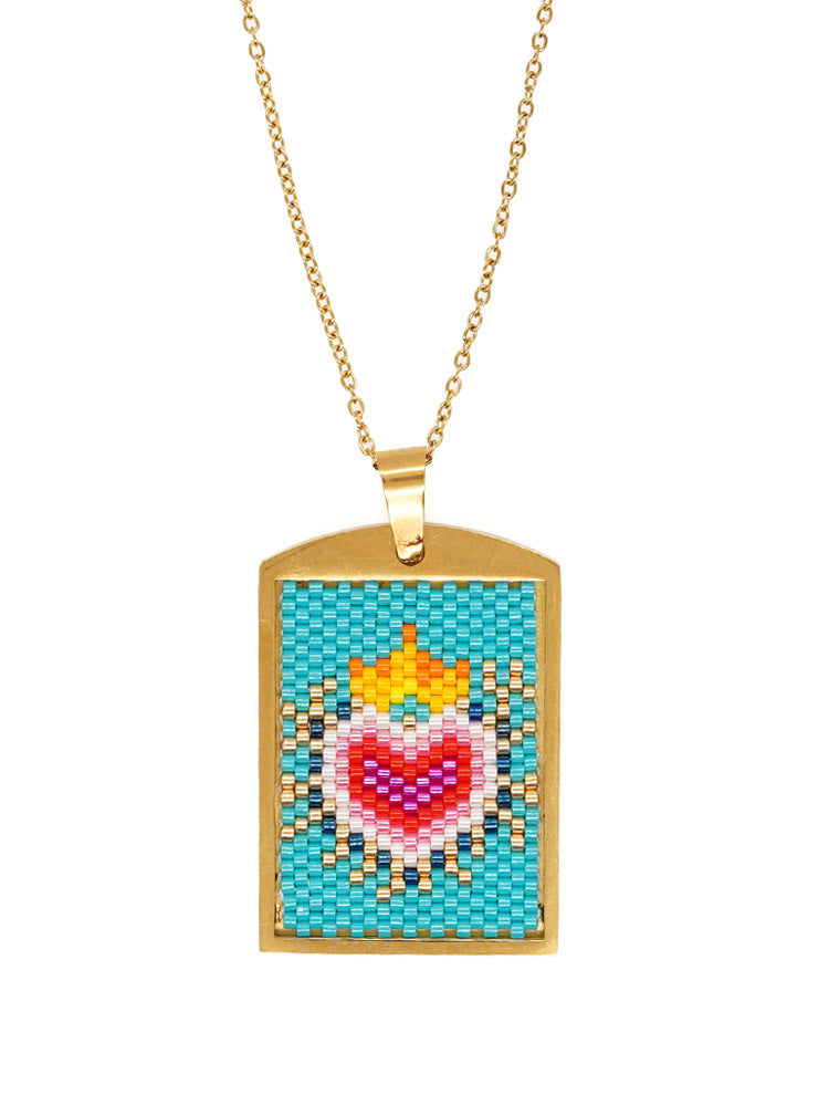 Wholesale Palm Eye Heart Stainless Steel Necklace